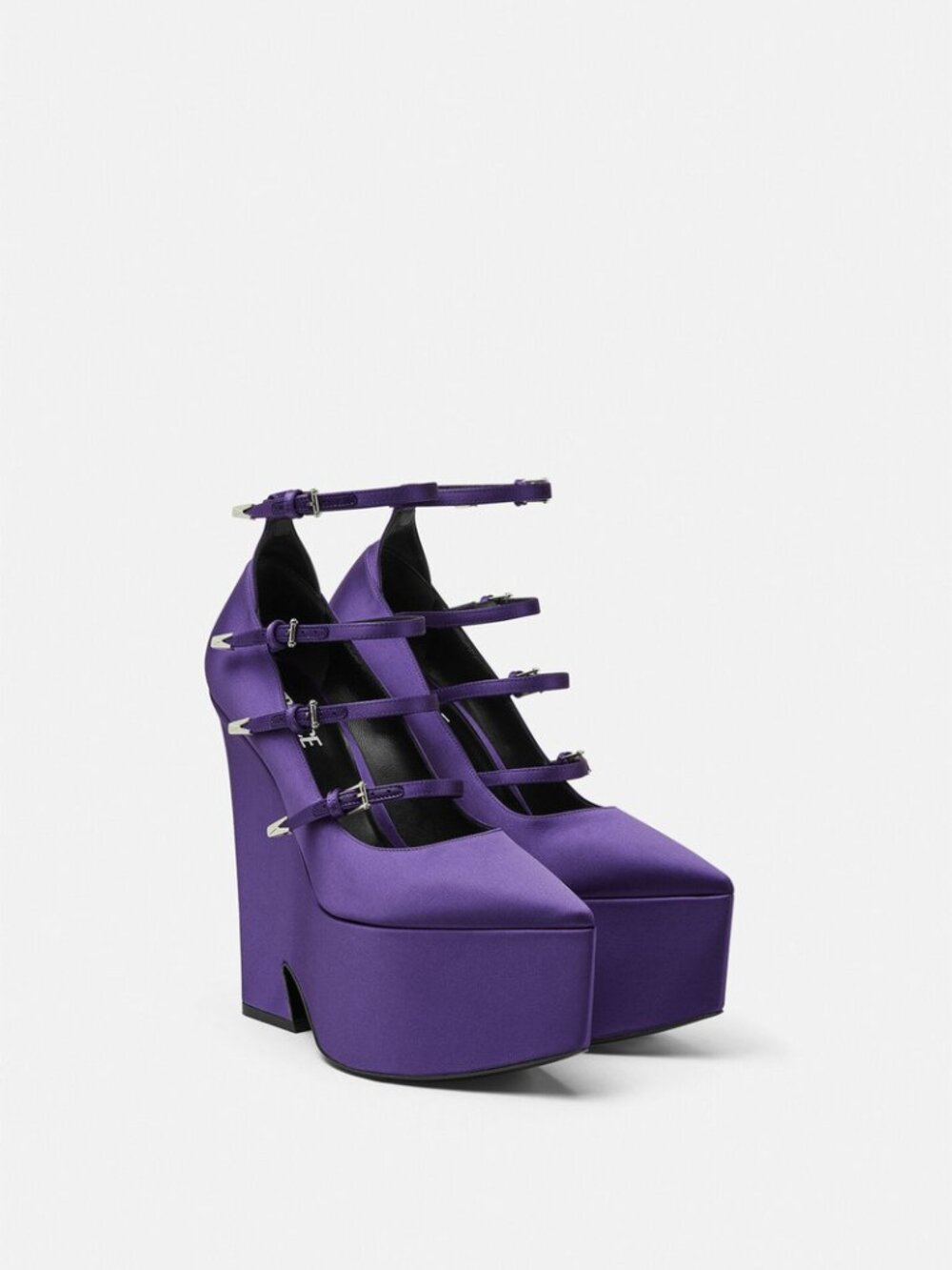Versace Tempest Deep Purple Satin Platform Pumps - Picture 11 of 14